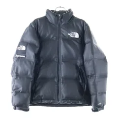 SUPREME (シュプリーム) 17AW ×THE NORTH FACE Leather Nuptse Jacket ザノースフェイス レザー ヌプシ ダウンジャケット ブラック ND91702I