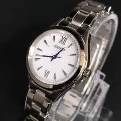 746-1  極美品  SEIKO　セイコー　ホワイト　ブルー　シルバー　ソーラー　充電式　レディース　lady's　女性　腕時計　watch　1B21-0AS0