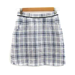 リランドチュール Rirandture 台形スカート ミニ丈 ツイード チェック柄 2 水色 ライトブルー /SY13