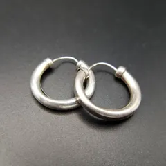 シンプル ラウンド ヴィンテージ フープ ピアス シルバートーン シンプル 飽きないデザイン Y25-F②