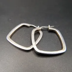 シンプル スクエアフォルム ヴィンテージ フープ ピアス シルバートーン スタイリッシュ Y存在感 Y25-F