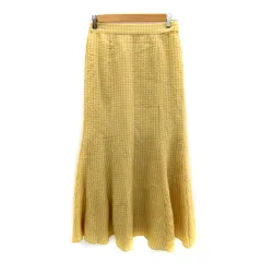 アースミュージック&エコロジー EARTH MUSIC & ECOLOGY マーメイドスカート フレアスカート ロング丈 マキシ丈 ギンガムチェック柄 F 黄 イエロー /SY10