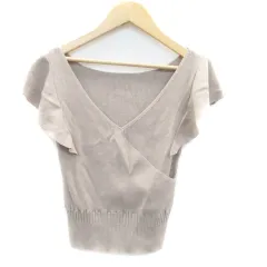 マーキュリーデュオ MERCURYDUO ニット カットソー Vネック 半袖 フレアスリーブ F ベージュ /HO3