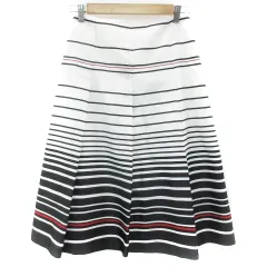 ロートレアモン LAUTREAMONT ボックスプリーツスカート ロング丈 ボーダー柄 マルチカラー 3 ホワイト 白 /YM22