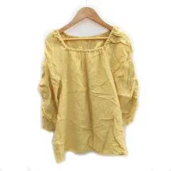 ローリーズファーム LOWRYS FARM ブラウス カットソー 七分袖 スクエアネック 無地 F イエロー 黄色 /MS31