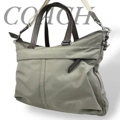 【B4049】 COACH コーチ トートバッグ ショルダーバッグ グレー ナイロン 2way ビジネスバッグ ファスナー 大容量