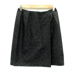 ボールジー BALLSEY トゥモローランド フレアスカート ひざ丈 花柄 36 黒 ブラック ダークブラウン /SY19