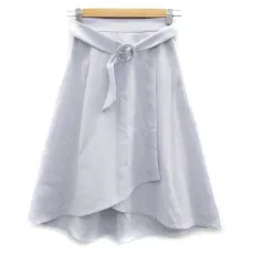 ビーラディエンス BE RADIANCE フレアスカート ミモレ丈 ベルト付き F 紫 パープル― /HO14