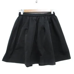 アナトリエ ANATELIER フレアスカート ギャザースカート ひざ丈 36 黒 ブラック /FF44