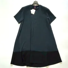 新品 DRESSTERIOR ドレステリア ワンピース 切替 バイカラー トリアセテート ネイビー ブラック 38 Mサイズ