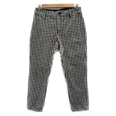 ジャーナルスタンダード JOURNAL STANDARD クロップドパンツ テーパードパンツ 七分丈 ギンガムチェック柄 ロールアップ リネン混 36 黒 ブラック 白 ホワイト /YS1