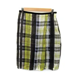 ルーニィ LOUNIE フレアスカート ミモレ丈 チェック柄 マルチカラー 38 黄 白 茶 黒 /SY21