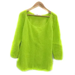 スピック&スパン Spick&Span ニット カットソー 九分袖 ラウンドネック 無地 麻 リネン混 ネオンイエロー /YS15