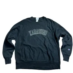 Champion リバースウィーブ スウェット KARASUNO 刺繍ロゴ ブラック XL相当 チャンピオン クルーネック トレーナー