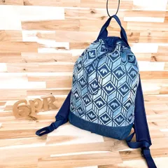 レア/廃番【アディダス】ムラ染めデニム トレフォイル ロゴ リュック 紺ネイビー