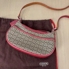▪️COACH コーチ ショルダーバッグ シグネチャー キャンバス × レザー ボディバッグ 赤系