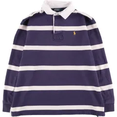 古着 ラルフローレン Ralph Lauren POLO by Ralph Lauren CUSTOM FIT ボーダー柄 長袖 ラガーシャツ メンズXL相当/eaa600751