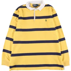 古着 ラルフローレン Ralph Lauren POLO by Ralph Lauren CUSTOM FIT ボーダー柄 長袖 ラガーシャツ メンズXL相当/eaa600767