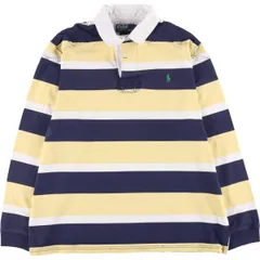 古着 ラルフローレン Ralph Lauren POLO by Ralph Lauren CUSTOM FIT ボーダー柄 長袖 ラガーシャツ メンズXL相当/eaa600763