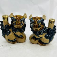 未開封 古酒 沖縄泡盛シーサー陶器製ボトル ペアセット 360ml 35度／個