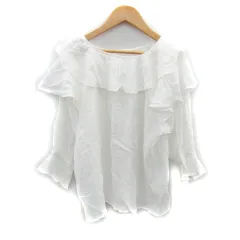 ローリーズファーム LOWRYS FARM ブラウス カットソー 七分袖 ラウンドネック 無地 フリル 透け感 F ホワイト /SY2