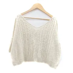 ナノユニバース nano universe ニット カットソー Vネック 五分袖 無地 ベージュ /HO40