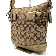 【良品】 coach y2k double belt signature canvas brown belt shoulder bag unisex コーチ ショルダーバッグ
