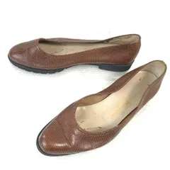 イタリア製★サルヴァトーレフェラガモ/salvatore ferragamo★フラットパンプス【6.5/茶/BROWN】シボ革/ビジネス/dress shoes◆Q-93