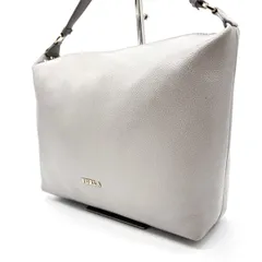 【良品】 FURLA フルラ トートバッグ ハンドバッグ レザー グレー レディース ユニセックス 男女 オールレザー ロゴプレート