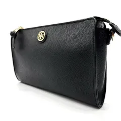 【良品】 Tory Burch トーリバーチ ポーチ セカンドバッグ ゴールドロゴ クラッチバッグ レザー ブラック 黒 レディース メンズ ユニセックス 男女兼用