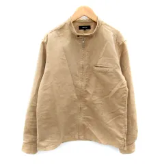 コムサメン COMME CA MEN ブルゾンジャケット ミドル丈 無地 スエード調 スタンドカラー ジップアップ L ベージュ /SY16
