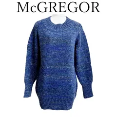McGREGOR 　マックレガー　レディース　クルーネックニット　セーター　ロング丈　長袖　ウールブレンドニット　ミックスニット　ロング丈　ブルー　青