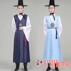 韓国民族衣装 パジチョゴリ 韓服 メンズ 男性 龍 刺繍 メンズ スーツセット 入学式 成人式 イベント パーティー 還暦祝い 七五三 学園際 文化際 コスプレ 仮装 舞台 ステージ 衣装 ダンス衣装 ネイビー ブルー