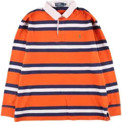 古着 ラルフローレン Ralph Lauren POLO by Ralph Lauren CUSTOM FIT ボーダー柄 長袖 ラガーシャツ メンズXXL相当/eaa600755