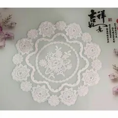 レース円形ランチョンマットオーバル花瓶敷き素材豪華綺麗可愛い海外雑貨置き白花上品