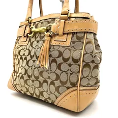 ✨良品✨ COACH コーチ Y2K トートバッグ ハンドバッグ ショルダーバッグ シグネチャー キャンバス レザー 革 ベージュ 肌色 ゴールド金具 ホースビット A4収納可能 ユニセックス 男女兼用 メンズ レディース