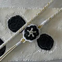 振袖用帯揚、帯締セット　白、黒