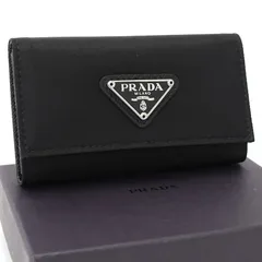 【中古】未使用品/プラダ/6連キーケース/1M0222/三角プレート/トライアングルロゴ/ナイロン/レザー/ブラック/PRADA