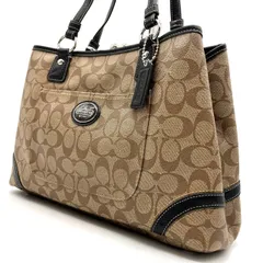 【良品】 COACH Y2K signature brown beige canvas shoulder gold charm bag unisex コーチ ハンドバッグ トートバッグ