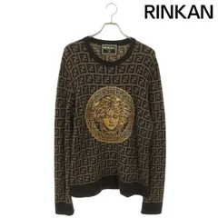 ヴェルサーチェ  フェンディ サイズ:52  1006108 メデューサビーズ装飾ズッカ柄ニット 中古 OM10 ヴェルサーチェ ×フェンディ FENDI 1006108 メデューサビーズ装飾