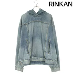 バレンシアガ サイズ:2  22AW  719313 TNW01 プルオーバーフーデッドデニムパーカー 中古 OM10 バレンシアガ 22AW 719313 TNW01 プルオーバーフーデッドデニム