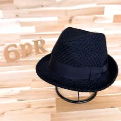 【カシラ】ワッフル 編み込み ウール 中折れハット リボン M 黒ブラック