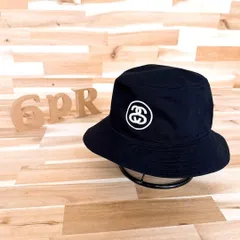 【ステューシー】SS シャネル ロゴ バケットハット モノトーン 黒ブラック×白