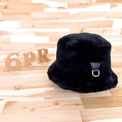 廃番/美品【フォーサムワン】レザー パッチ ファー バケットハット 黒ブラック