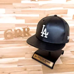 激レア/廃番【ニューエラ×ドジャース】レザー LA立体3Dロゴ キャップ 黒×白