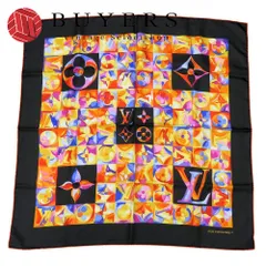 【中古】 ルイ・ヴィトン スカーフ シルク ブラック オレンジ マルチカラー モノグラム 大判 小物 レディース 女性 LOUIS VUITTON
