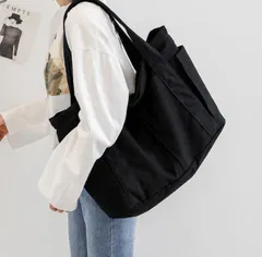 トートバッグ 大容量 大きめ キャンバス 無地 黒 レディース メンズ 旅行 鞄