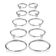 【在庫セール】装着 簡単 挟むだけ (シルバー) ユニセックス メンズ レディース ノンホール リング フープ ブラック シルバー ゴールド 10個セット 5ペア 両耳 イヤリング フープピアス イヤーカフ フェイクピアス (アロハモニ) ALOHAMONI