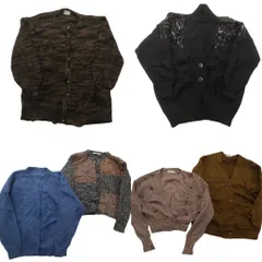 古着卸 まとめ売り モヘア混 カーディガン セーター 6枚セット (レディース ) ビジュー リブニット 総柄 中古 古着 NC6337