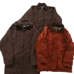 古着卸 まとめ売り オイルド ジャケット MIX 3枚セット (メンズ XS /S ) 裏地チェック ロング丈 バブアー風 中古 古着 NC6326